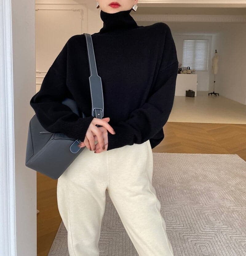 Marie - Koselig designerstrikket genser med turtleneck