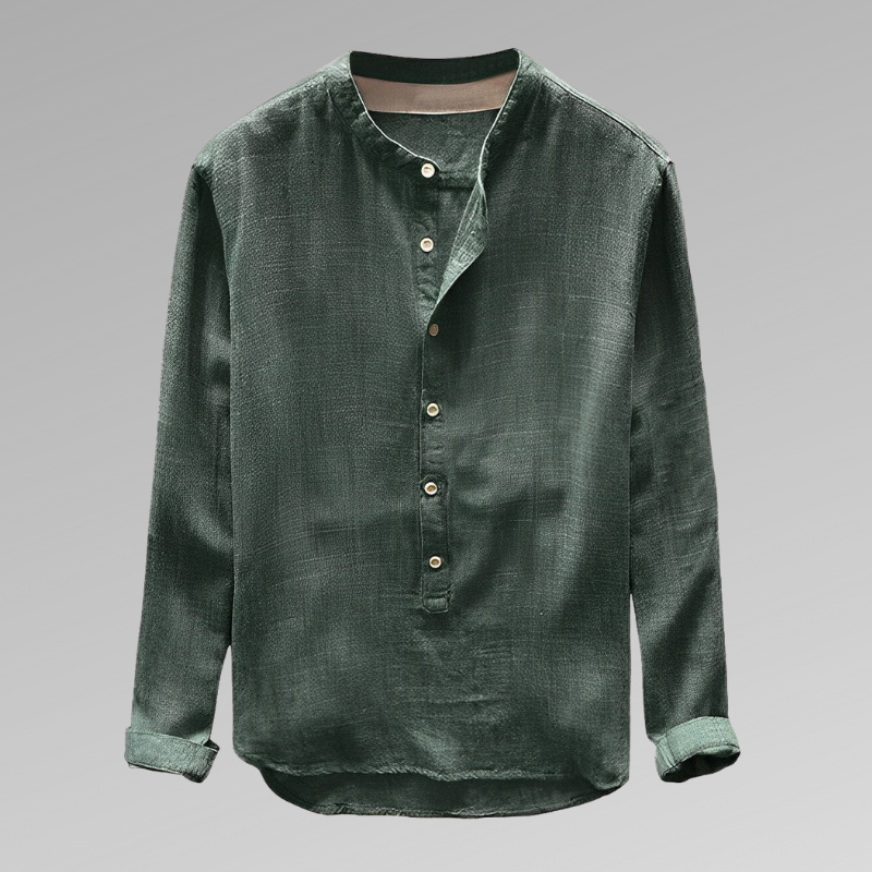 Kjer - Stilig skjorte uten krage med rund hals fra bærekraftig produksjon