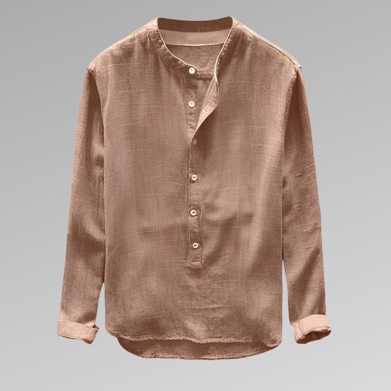 Kjer - Stilig skjorte uten krage med rund hals fra bærekraftig produksjon
