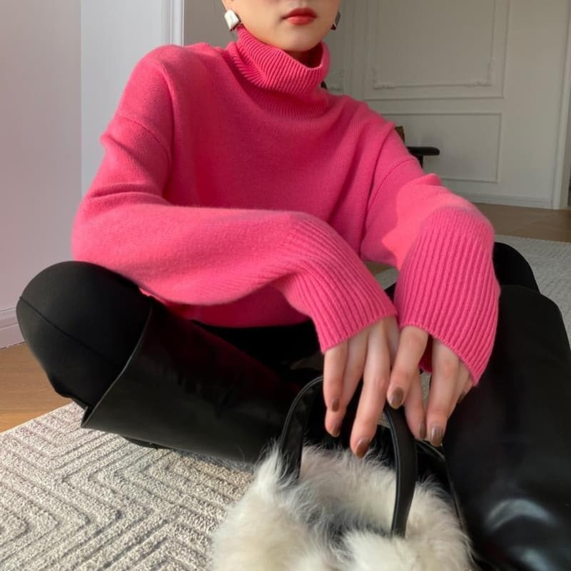 Marie - Koselig designerstrikket genser med turtleneck