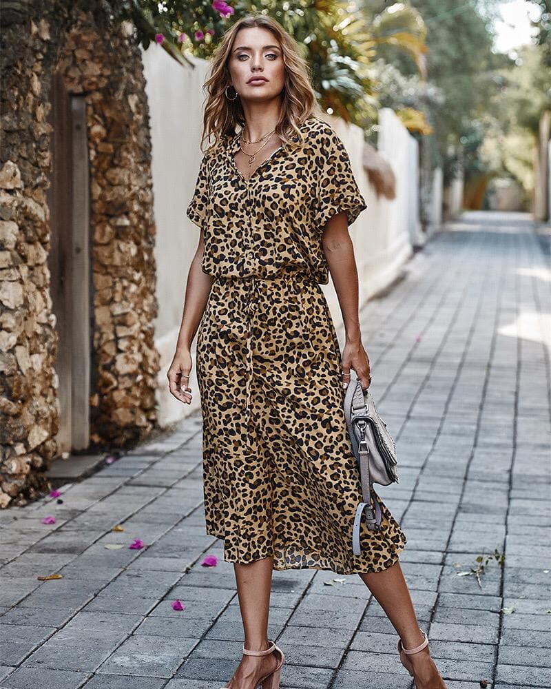 Anaïs - Elegant kjole med leopardmønster