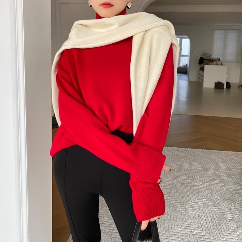 Marie - Koselig designerstrikket genser med turtleneck