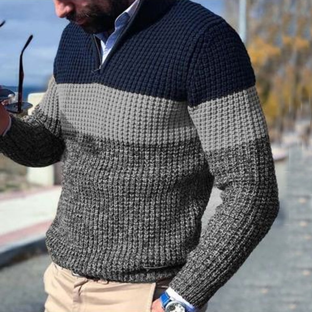 Alfons - Klassisk strikket genser med trefarget mønster